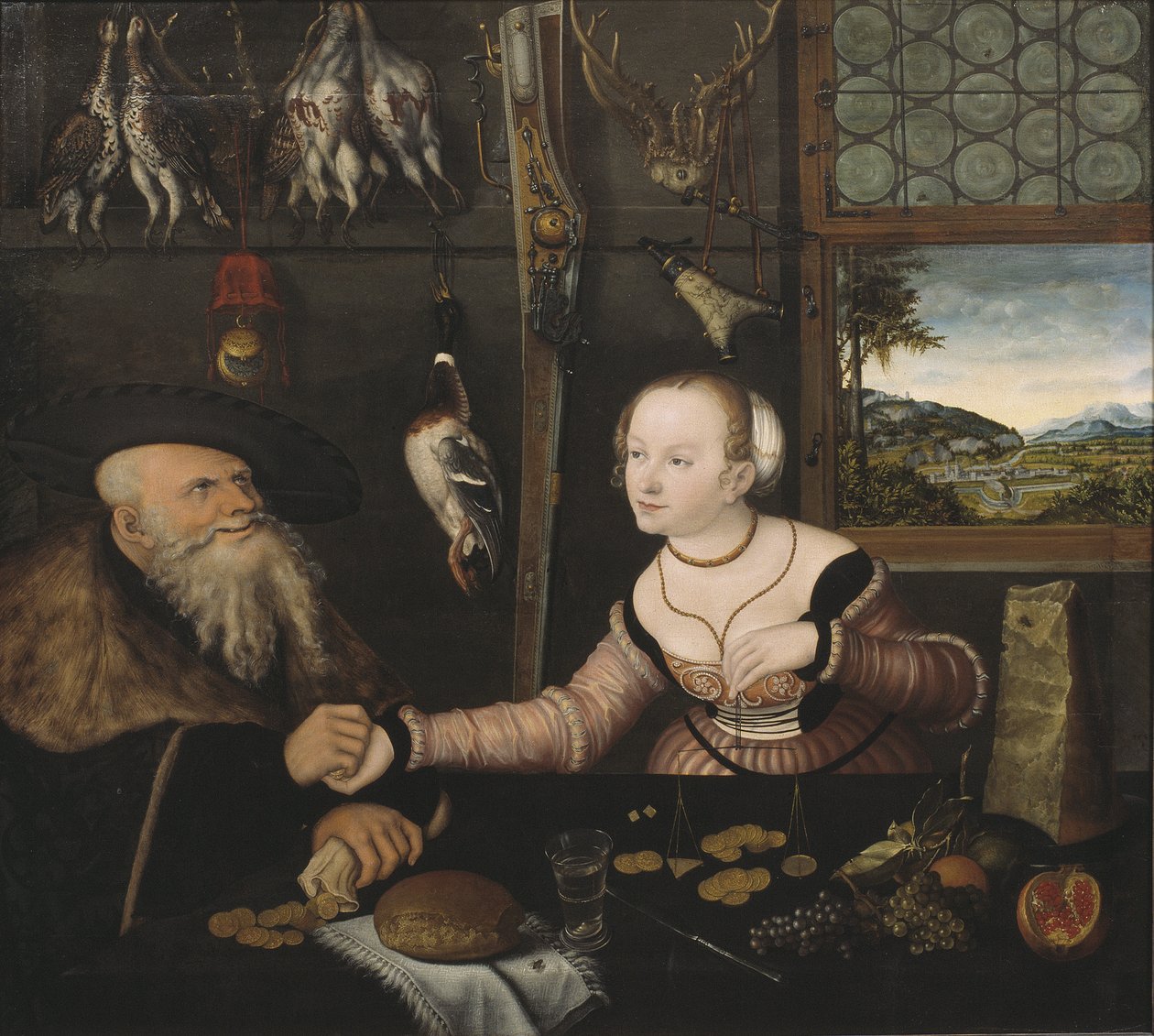 Le Couple mal assorti - 不合适的夫妇，Cranach, Lucas, the Elder (1472-1553)。 木头上的油 作者 老卢卡斯·克拉纳赫