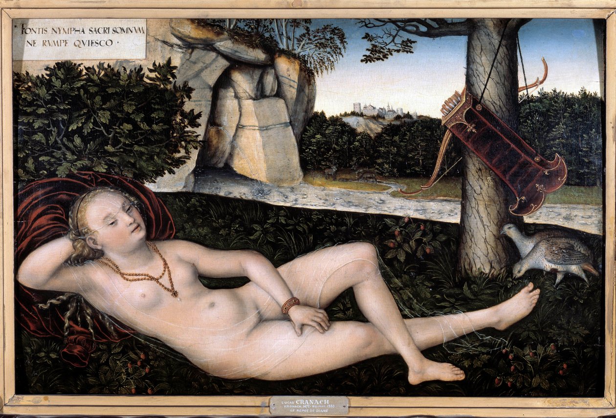 Nymph at the source or “” The rest of Diane”” Painting by Lucas Cranach the Elder (1472-1553) Around 1537. Besancon, Museum of Fine Arts 作者 老卢卡斯·克拉纳赫