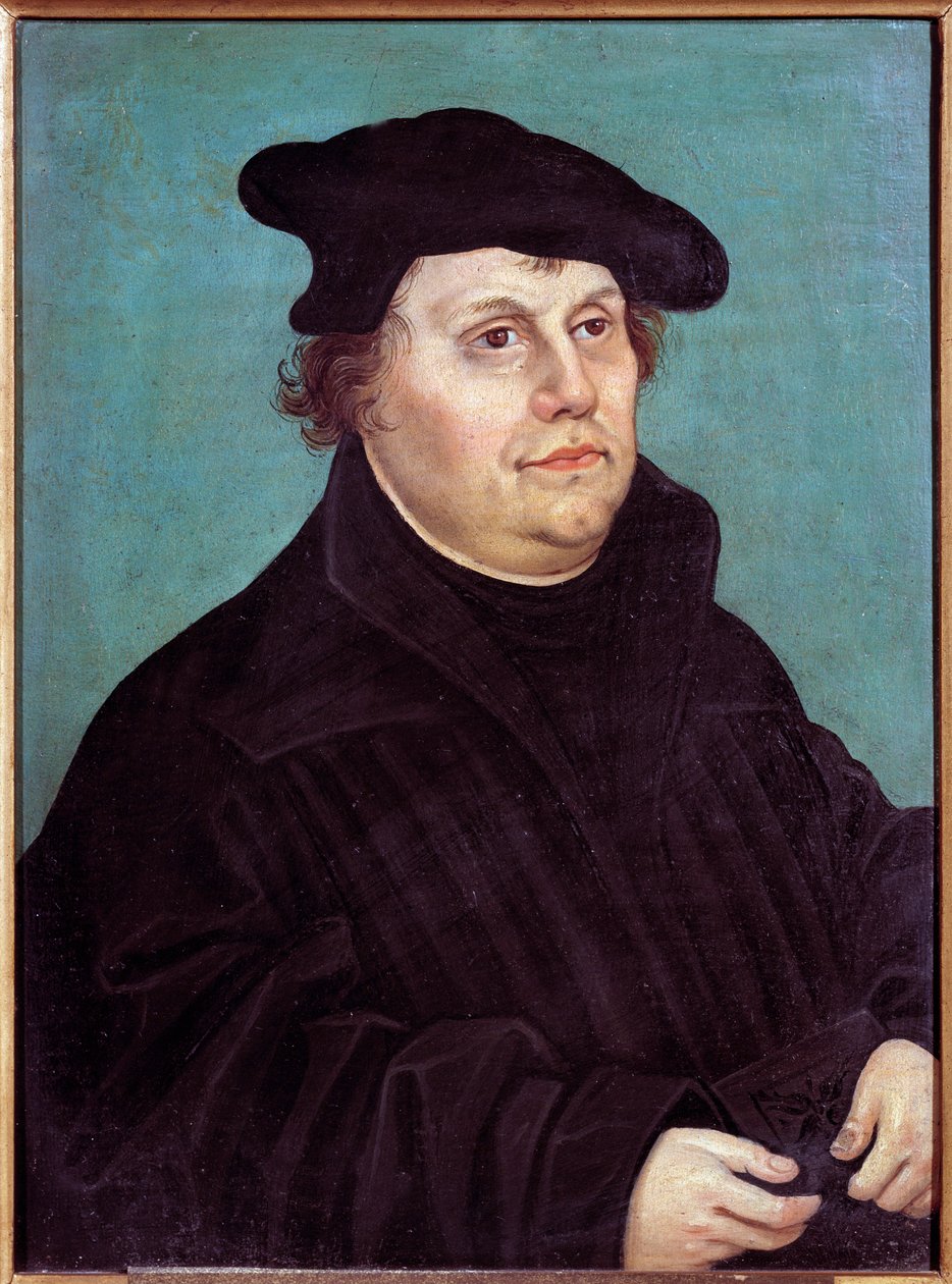 马丁路德 (1483-1546) 德国宗教改革者的肖像。 老卢卡斯·克拉纳赫（Lucas Cranach the Old）的绘画（或老 作者 老卢卡斯·克拉纳赫