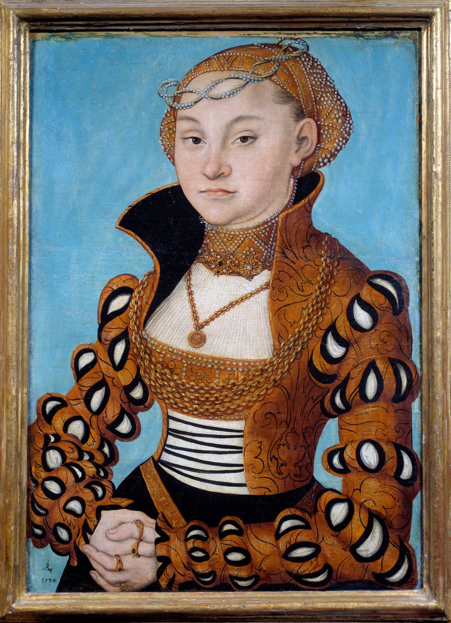 一位高贵的撒克逊女士的画像。 卢卡斯·克拉纳赫 (1472-1553) 的绘画 作者 老卢卡斯·克拉纳赫