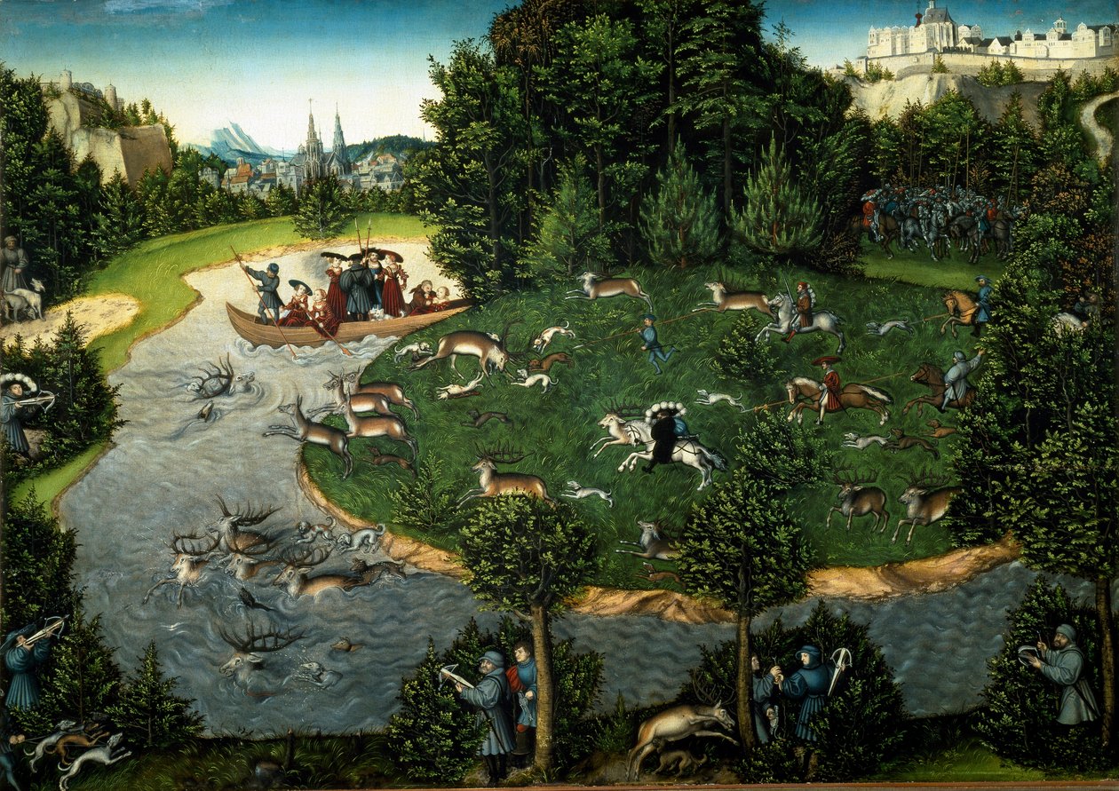 萨克森选帝侯弗雷德里克三世的猎鹿活动（绘画，1529）。 作者 老卢卡斯·克拉纳赫