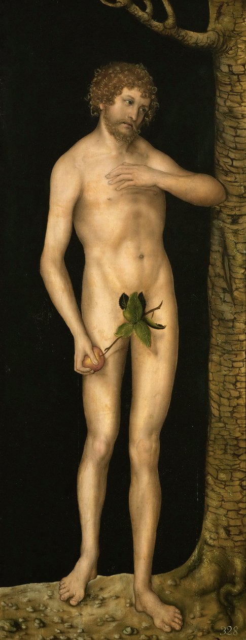The Fall of Man: Adam - Lucas Cranach, the Elder (1472-1553). Oil on wood, ca 1510-1520. Dimension : 137x54 cm. Art History Museum, Vienne 作者 老卢卡斯·克拉纳赫