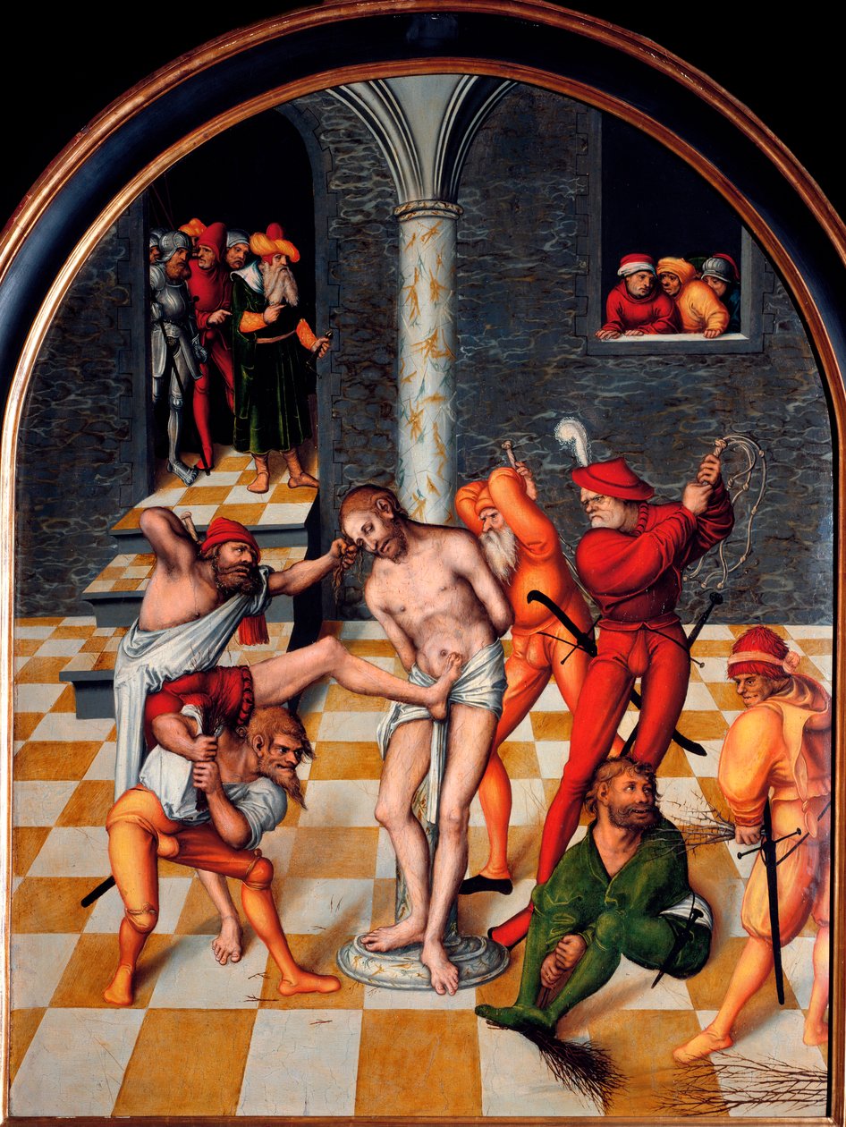 鞭打基督》 老卢卡斯-克拉纳赫（1472-1553）的绘画。1538.Dim.108x84厘米 维也纳。艺术史博物馆 作者 老卢卡斯·克拉纳赫