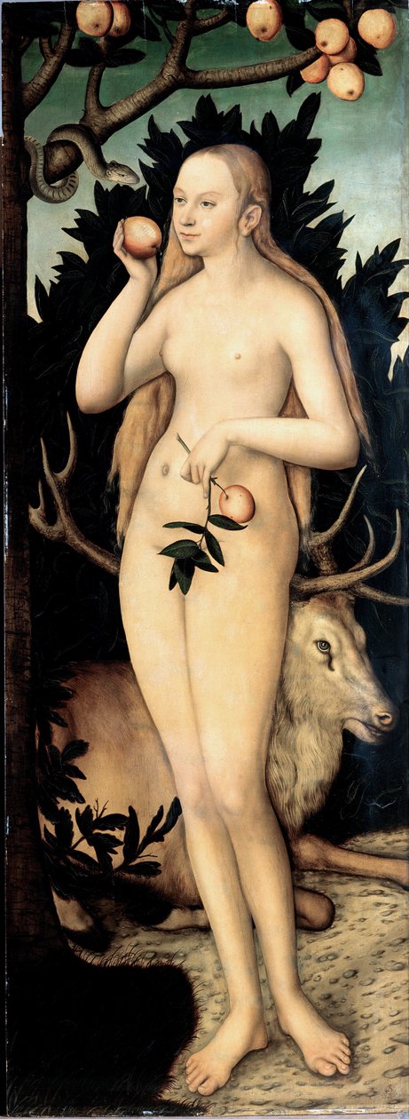 "夏娃》 年轻的卢卡斯-克拉纳赫二世（1515-1586 年）的画作 1537 年之后 尺寸 171 x 63 厘米 德国 德累斯顿国家艺术收藏馆 作者 卢卡斯·小克拉纳赫