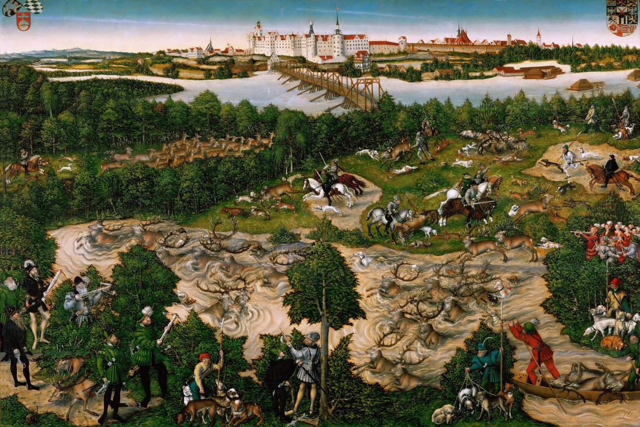 Hunt in Honour of the Emperor Charles V near Hartenfels Castle, Torgau 作者 卢卡斯·小克拉纳赫