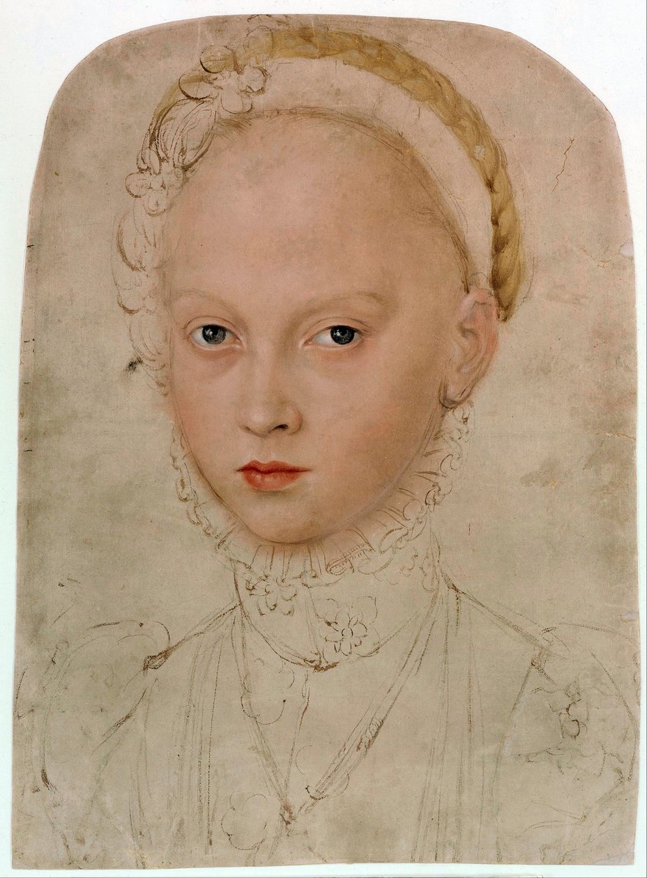 "萨克森的伊丽莎白(1552-1590)肖像，西默恩的女伯爵 卢卡斯-克拉纳赫的纸上绘画(1515-1586) - 1564年 - 纸上油画 Dim 38.8x28.5厘米 柏林国家博物馆 作者 卢卡斯·小克拉纳赫