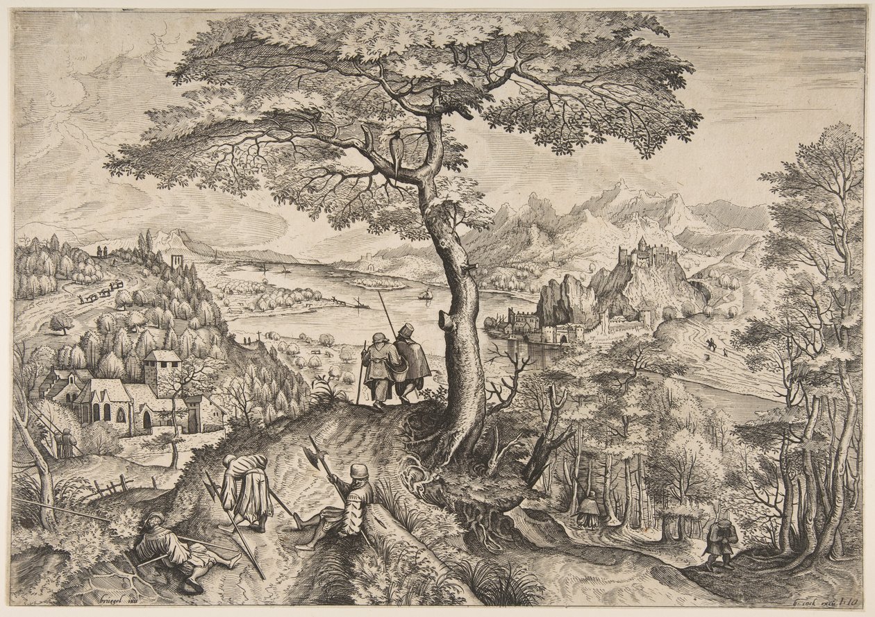 休息中的士兵 Milites Requiescentes 来自《大型景观》，约1555-56年 作者 卢卡斯·范·杜埃特库姆