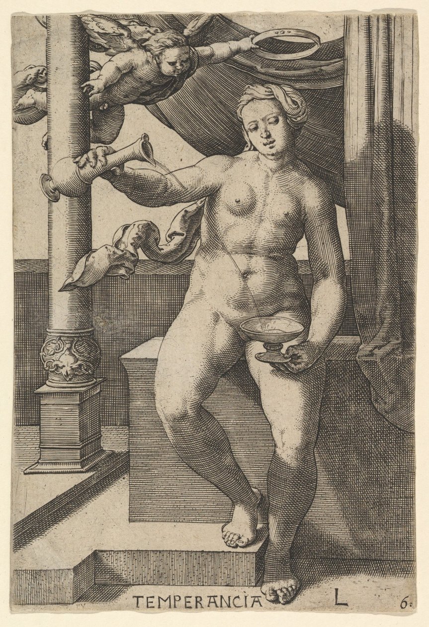 节制Temperancia，1530年。 作者 卢卡斯·范·莱登