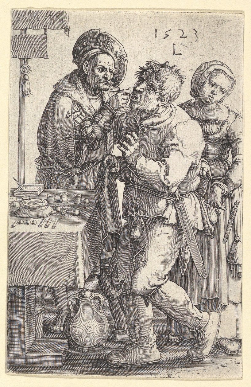 牙医，1523年。 作者 卢卡斯·范·莱登