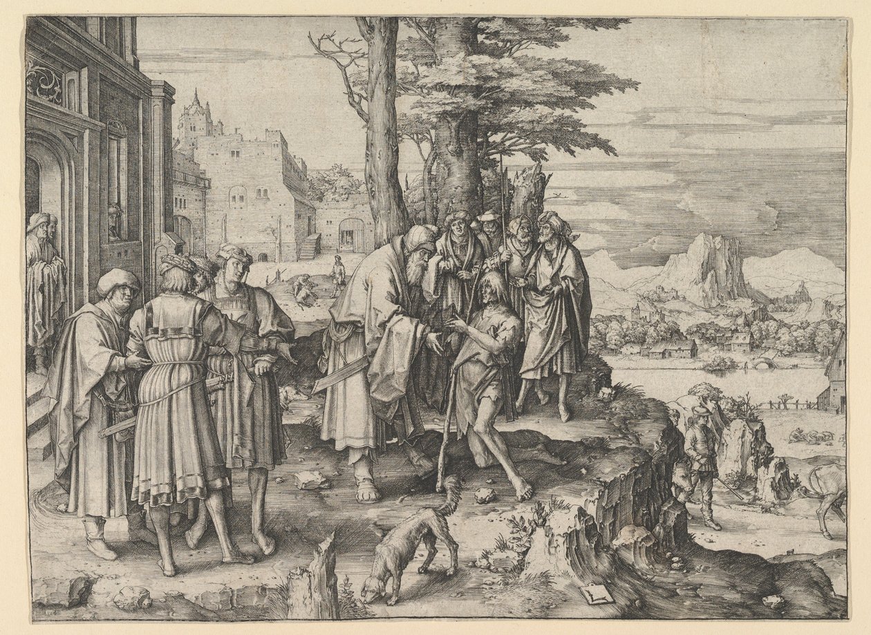 败家子的归来，ca。 1510。 作者 卢卡斯·范·莱登