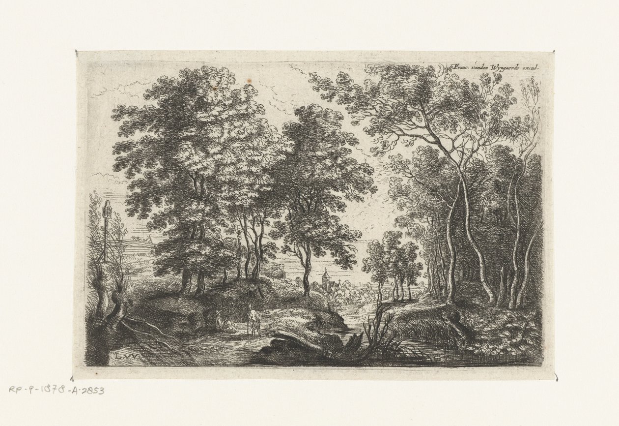 溪流穿过森林的风景
六幅风景画（系列名称） 作者 卢卡斯·范·乌登（Lucas van Uden）
