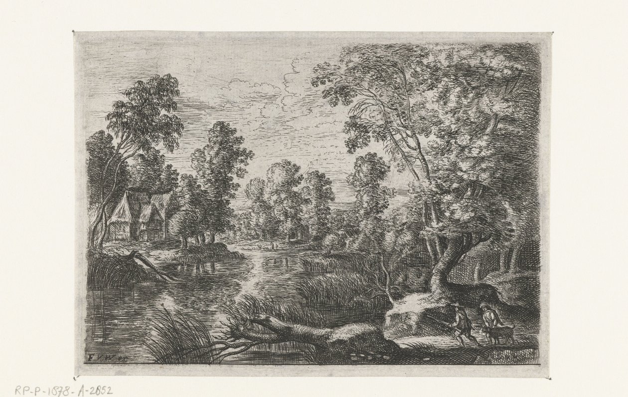 有溪流和猎人的风景
六幅风景画（系列名称） 作者 卢卡斯·范·乌登（Lucas van Uden）