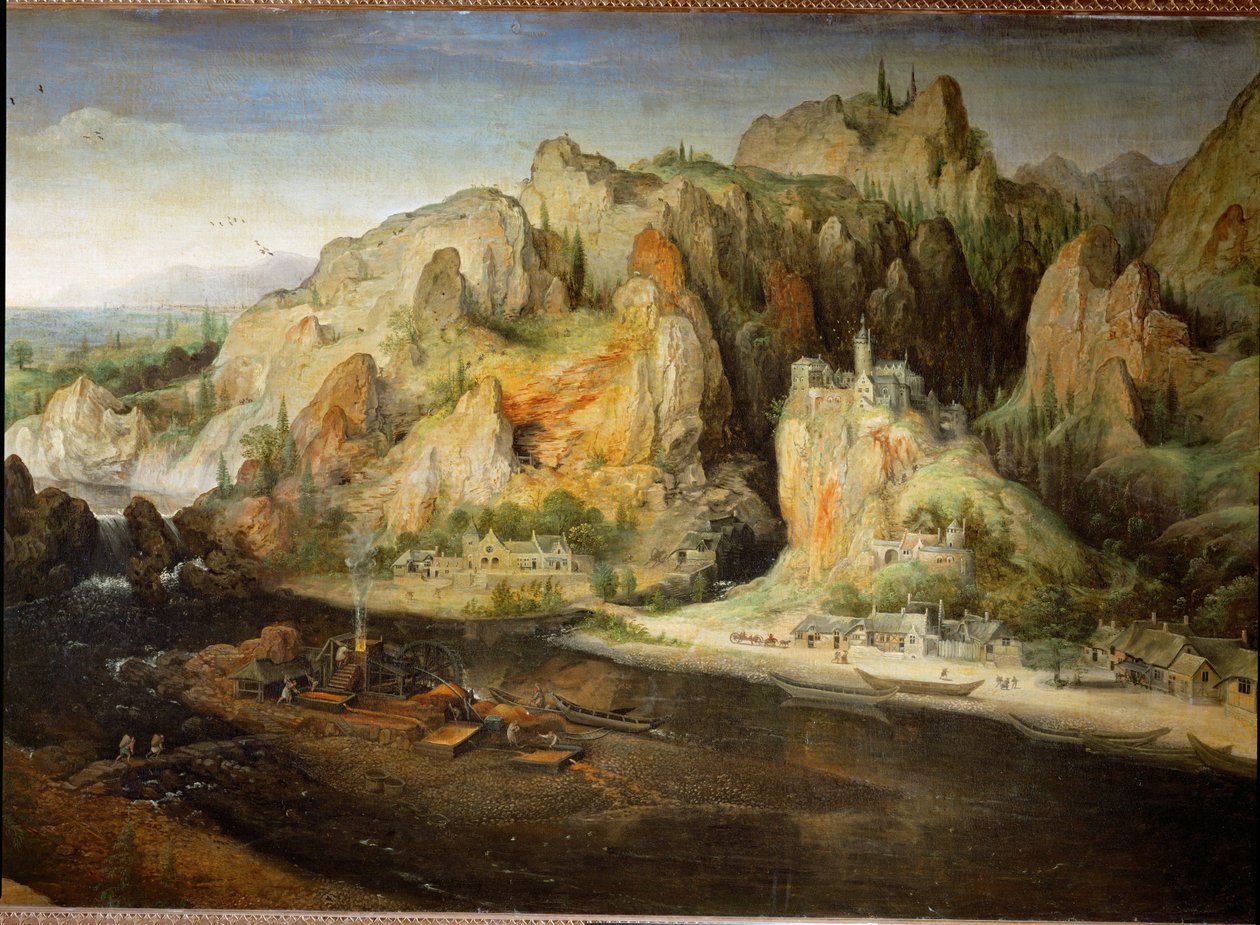 有高炉的山景（布面油画） 作者 卢卡斯·范·瓦肯博赫