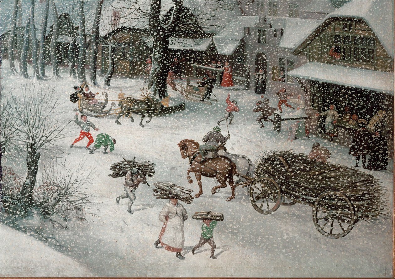 冬天（二月），细节（布面油画） 作者 卢卡斯·范·瓦肯博赫