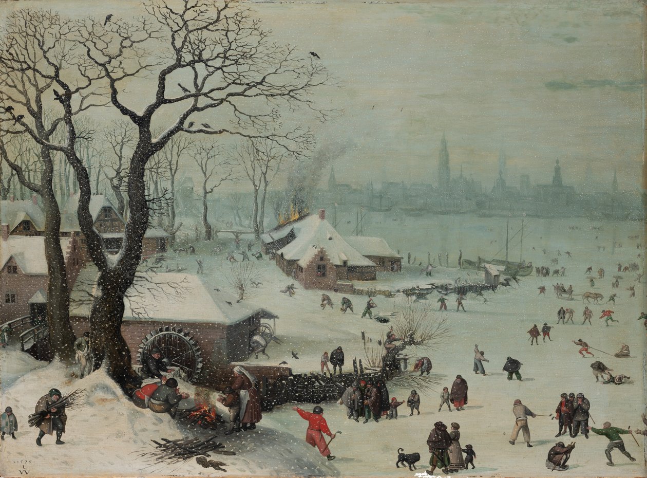 安特卫普附近的冬季降雪景观 作者 卢卡斯·范·瓦肯博赫