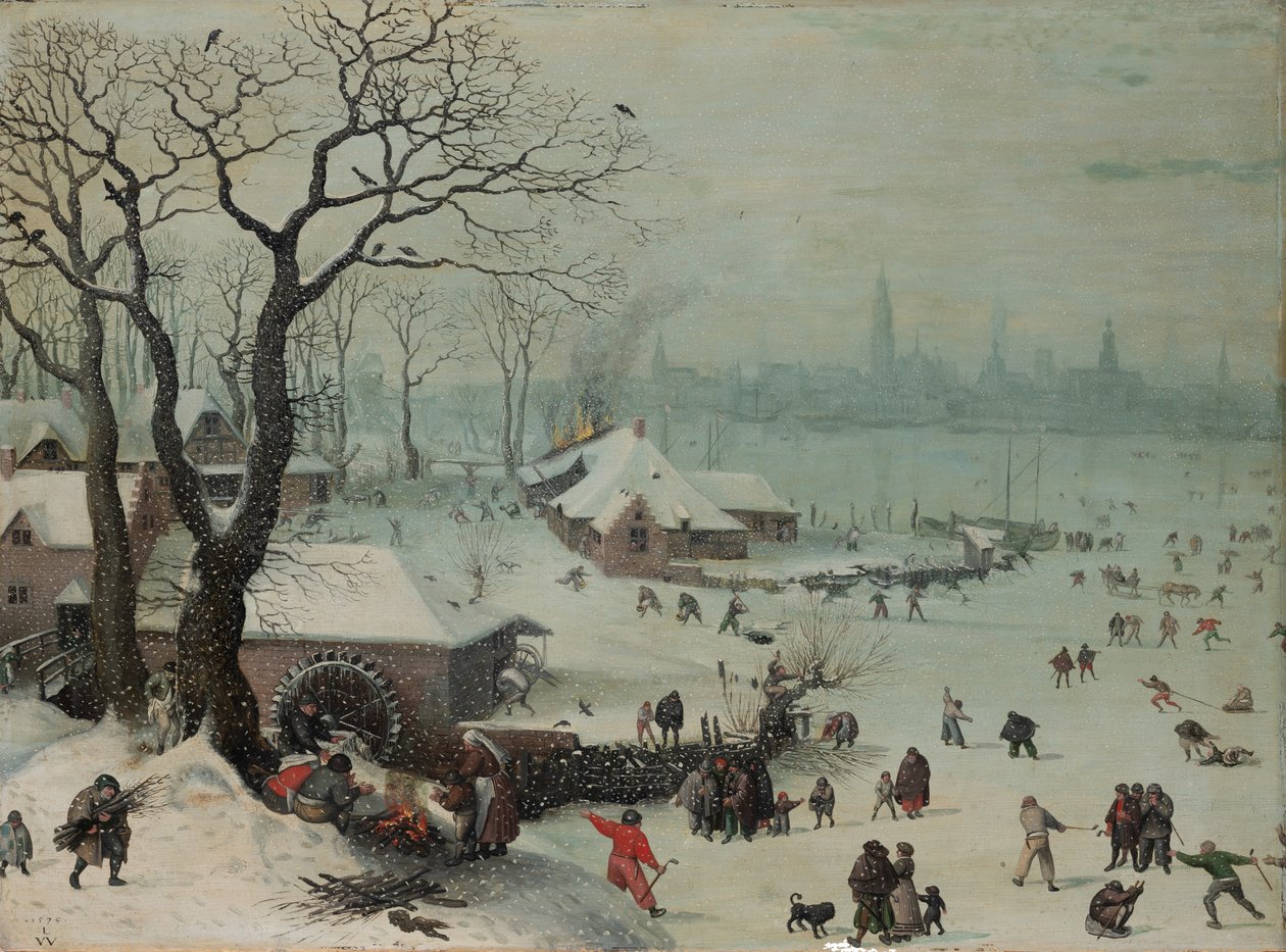 安特卫普附近的冬季降雪景观 作者 卢卡斯·范·瓦肯博赫