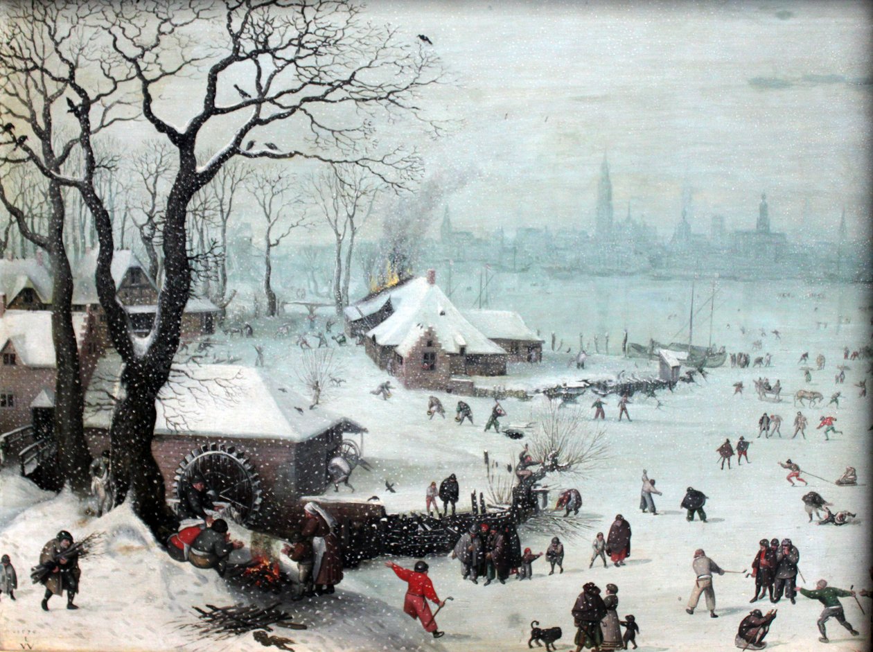 降雪在安特卫普附近的冬季风景 作者 卢卡斯·范·瓦肯博赫
