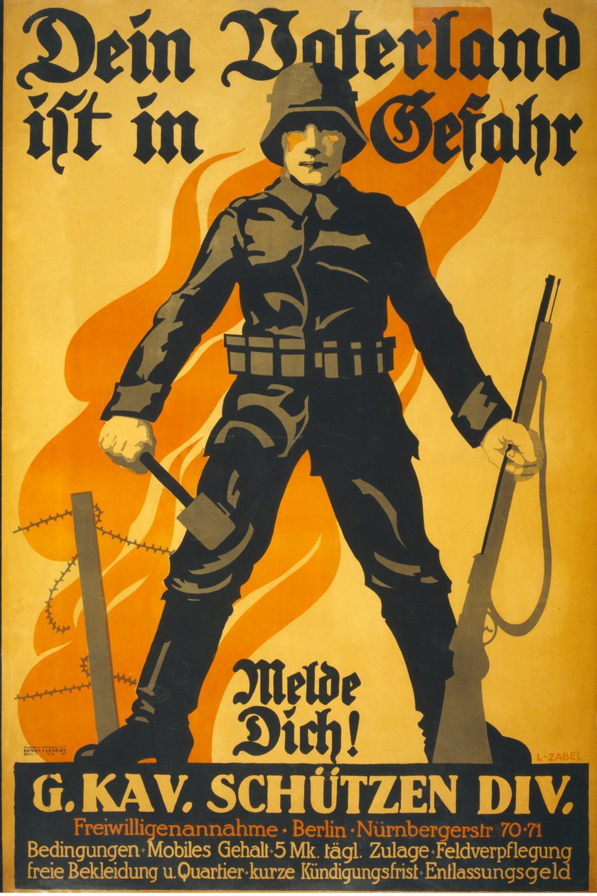你的国家有危险，请联系！，酒吧。 1918年 作者 露西安·扎贝尔（Lucian Zabel）