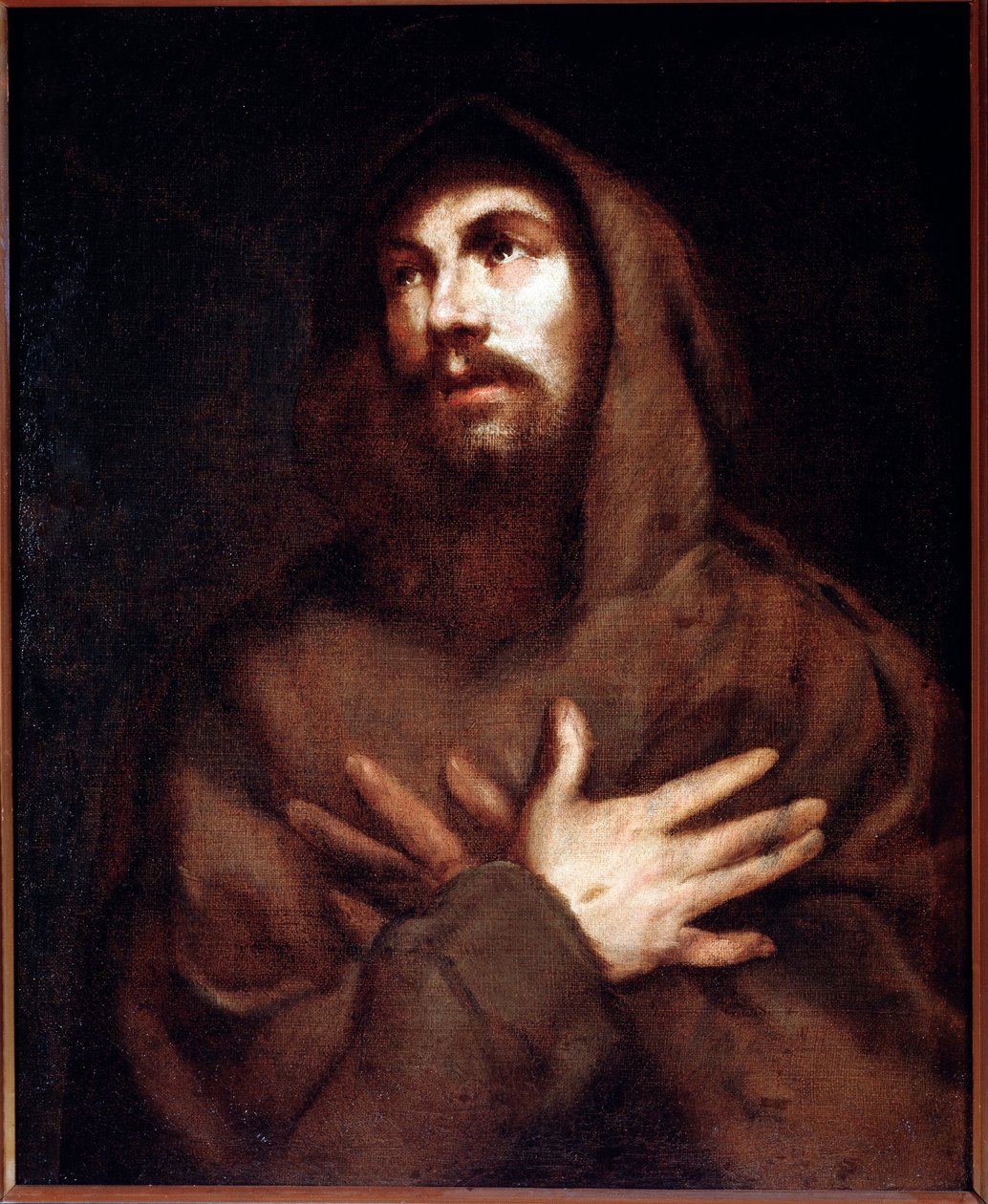 Saint Francois of Assisi (St Francis of Assisi) Painting by Luciano Borzone (1590-1645) 作者 卢西亚诺·波佐恩（Luciano Borzone）