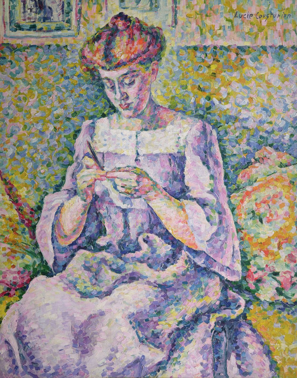 女人钩针编织，1908年 作者 露西·库斯特里（Lucie Cousturier）