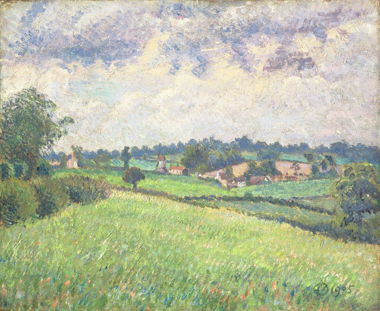 1905年，灰色天气，芬奇菲尔德 作者 卢西安·皮萨罗（Lucien Pissarro）