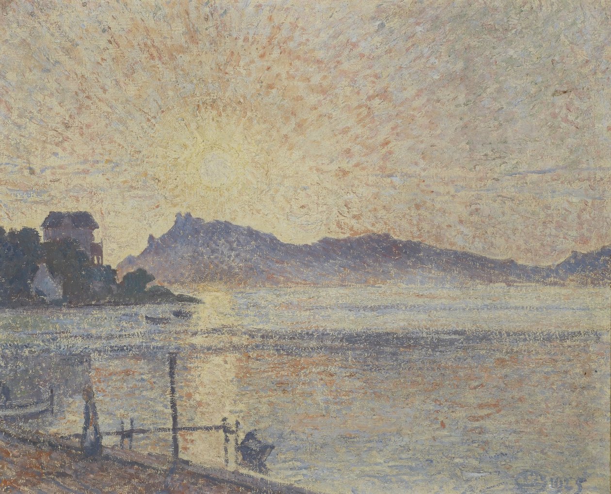 La Pointe de Cougoussa, Sunset, 1925  作者 卢西安·皮萨罗（Lucien Pissarro）