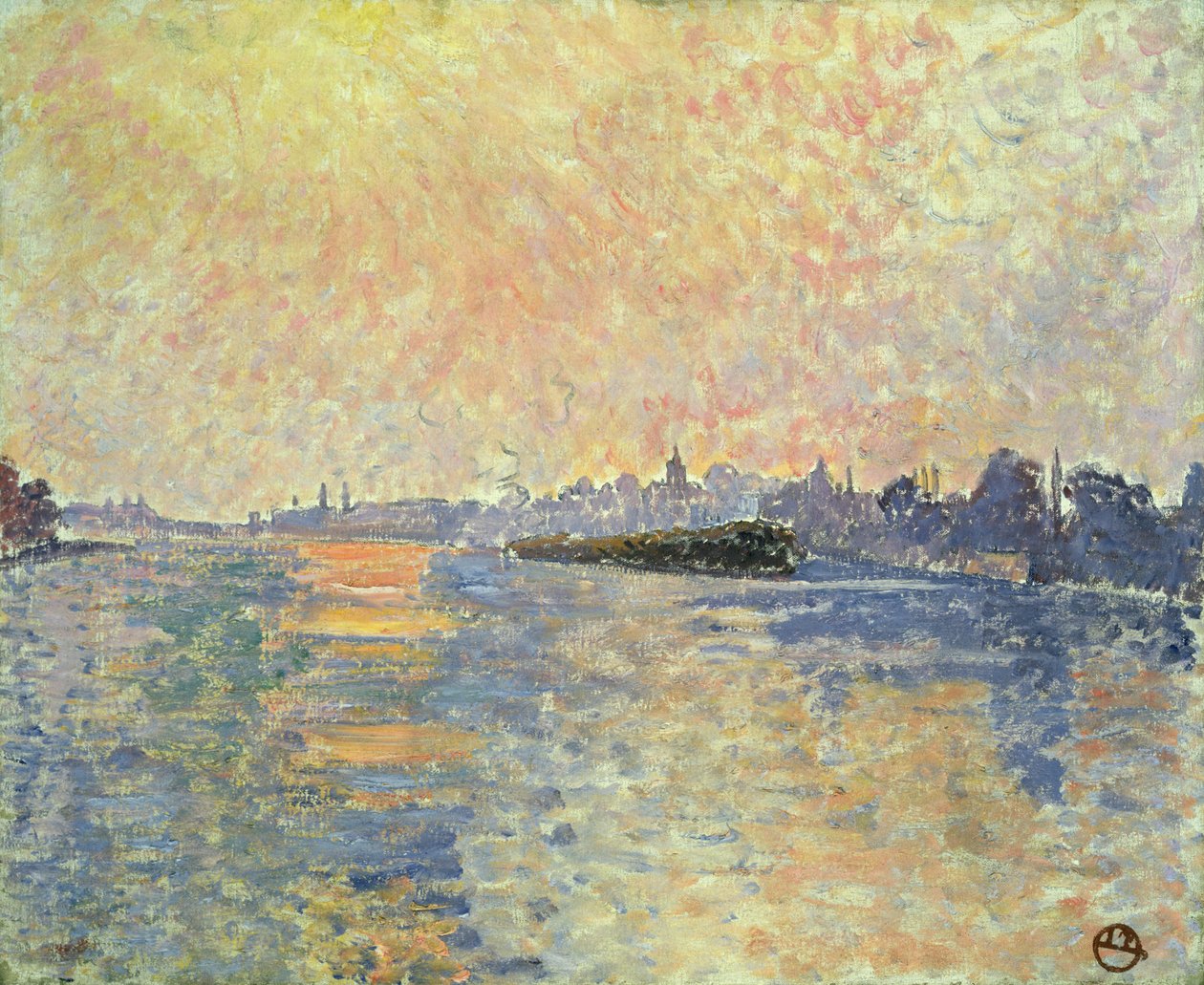 在泰晤士的日落在Chiswick 作者 卢西安·皮萨罗（Lucien Pissarro）