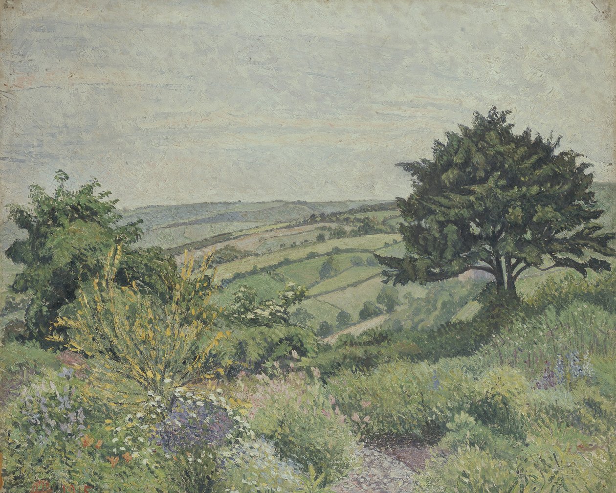 The Cottage Garden，Fishpond，1915 作者 卢西安·皮萨罗（Lucien Pissarro）