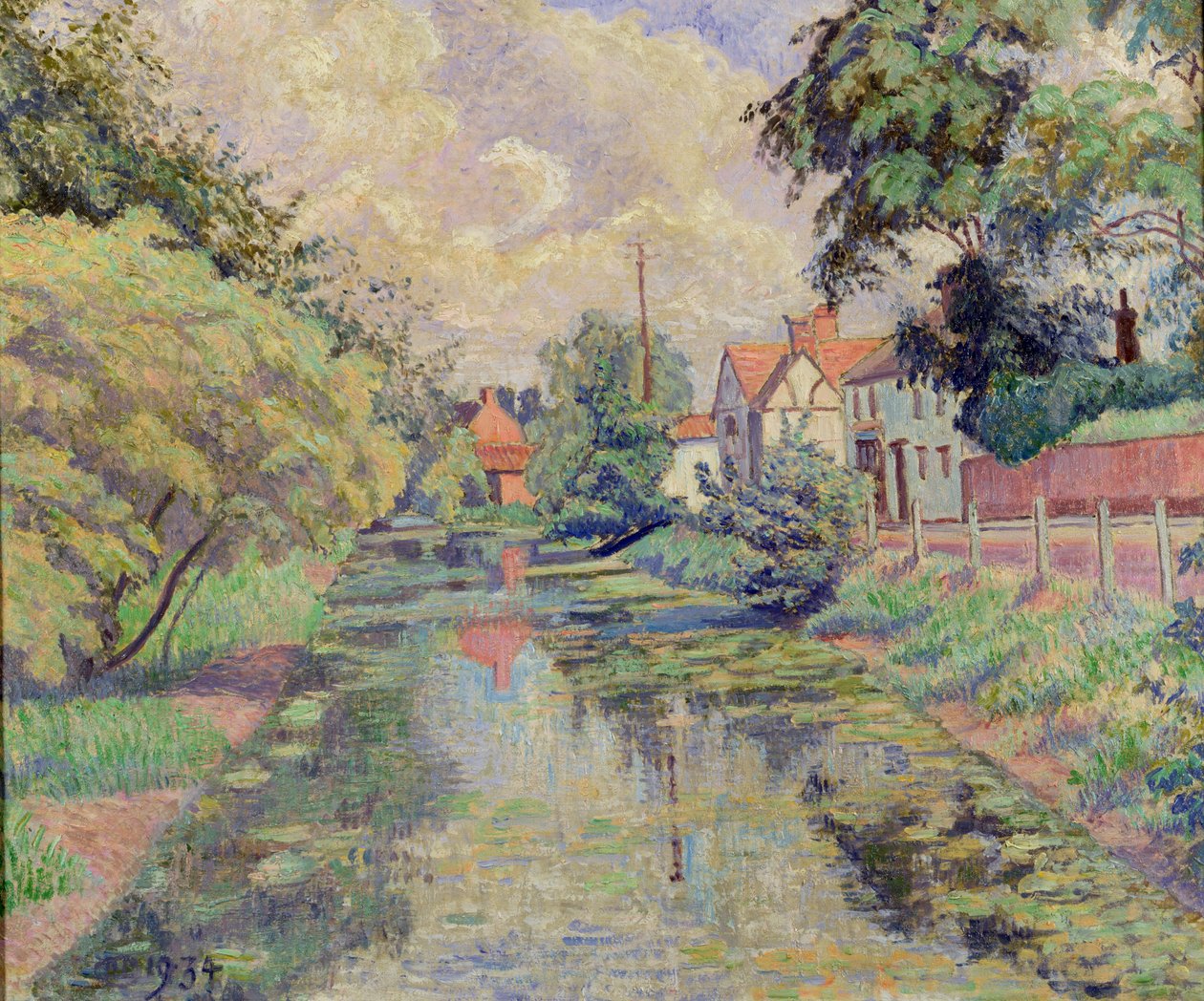 The Millstream，Stratford St. Mary，1934 作者 卢西安·皮萨罗（Lucien Pissarro）