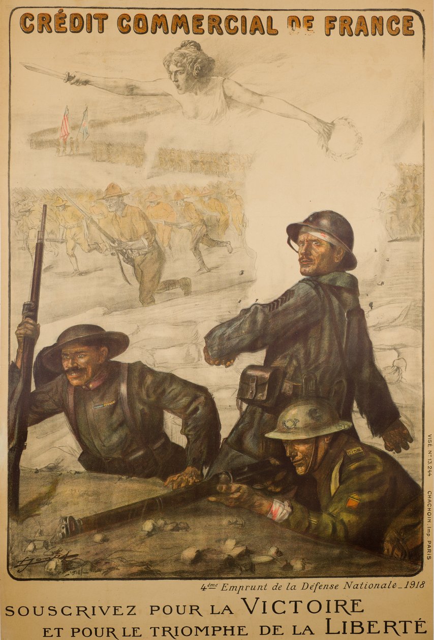 法国商业信贷银行订阅胜利，c.1918（彩色平版印刷） 作者 吕西安·赫克托·乔纳斯