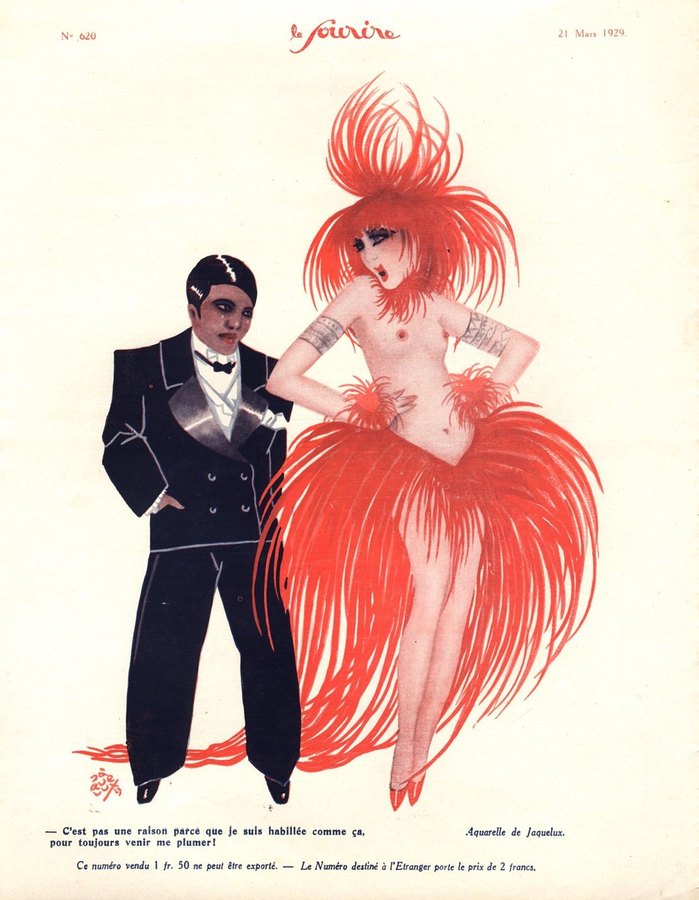 插图来自《Le Sourire》，1929 年 3 月（彩色平版印刷） 作者 吕西安·雅克勒克斯