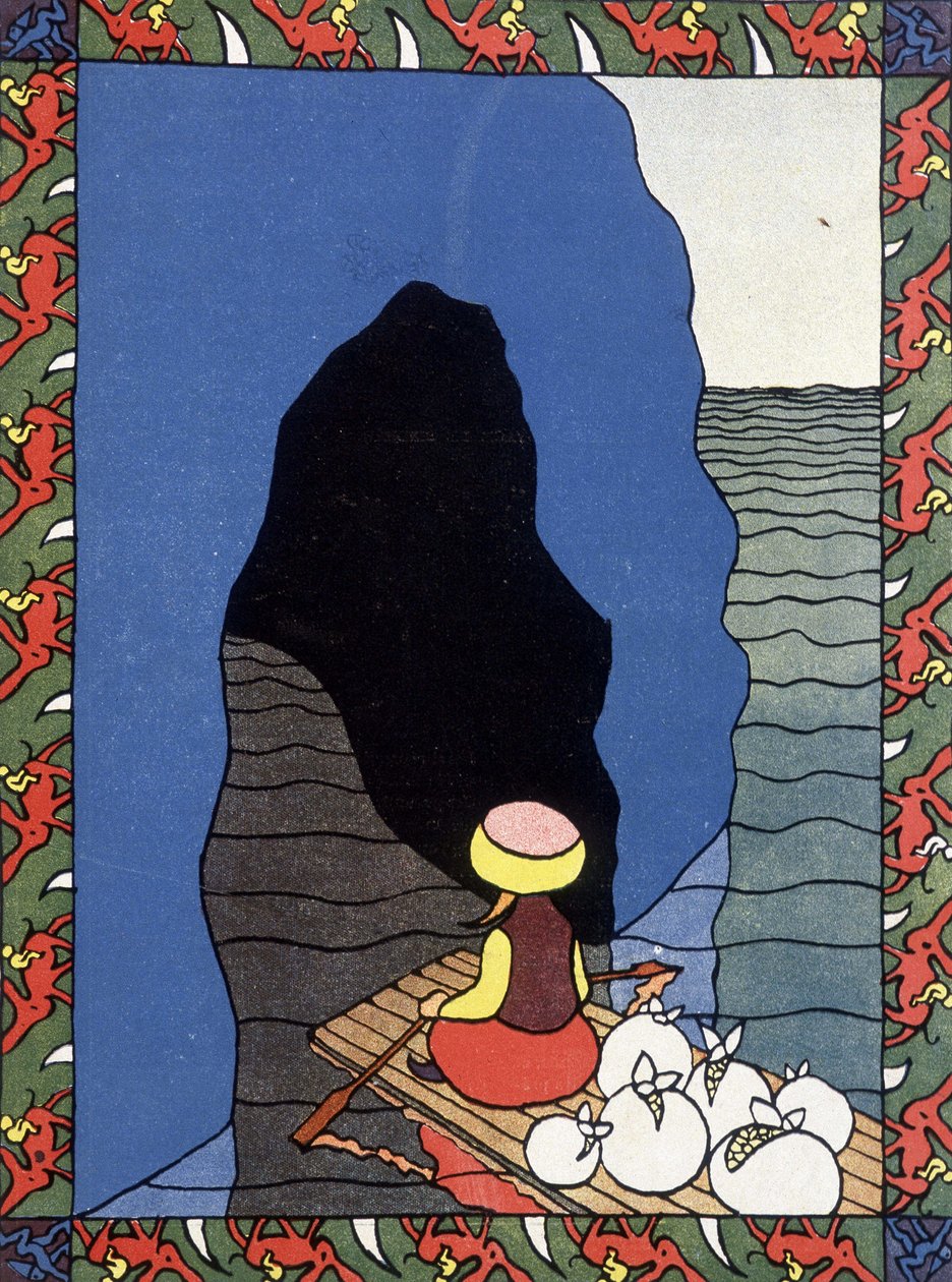 辛巴达 (Sindbad) 的马林在他的木筏上 - 《Les 1001 nights》 作者 露西恩·拉福格（Lucien Laforge）