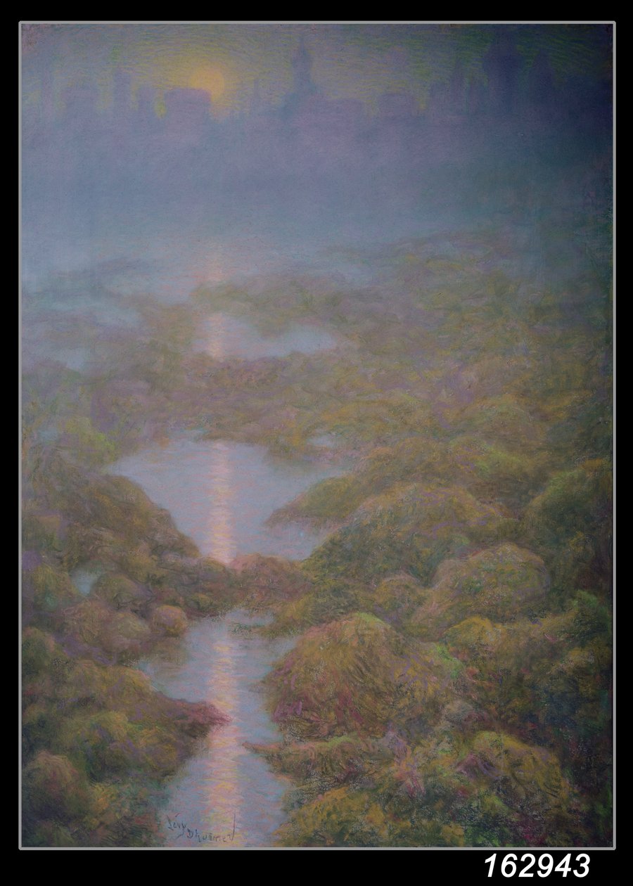 我的母亲，傍晚的伊斯之景（纸上粉彩画） 作者 吕西安·利维-杜尔默