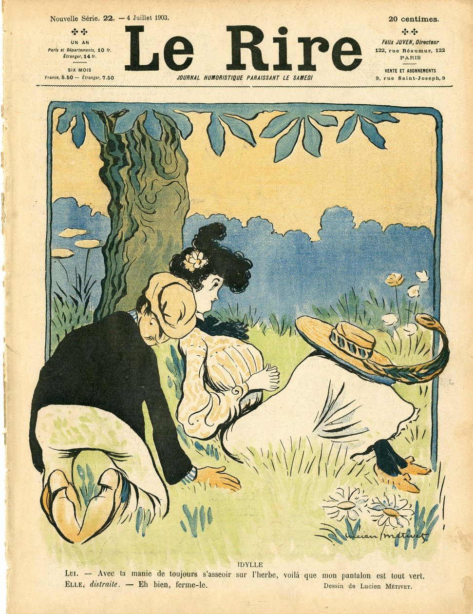 "" Le Rire "" 的封面，Satirique en Couleurs 作者 露西安·梅蒂（Lucien Metivet）