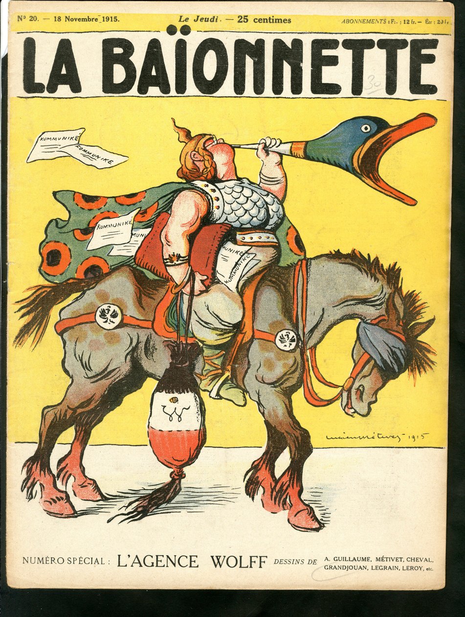 La Baionnette》的封面，色彩斑斓的讽刺诗 作者 露西安·梅蒂（Lucien Metivet）