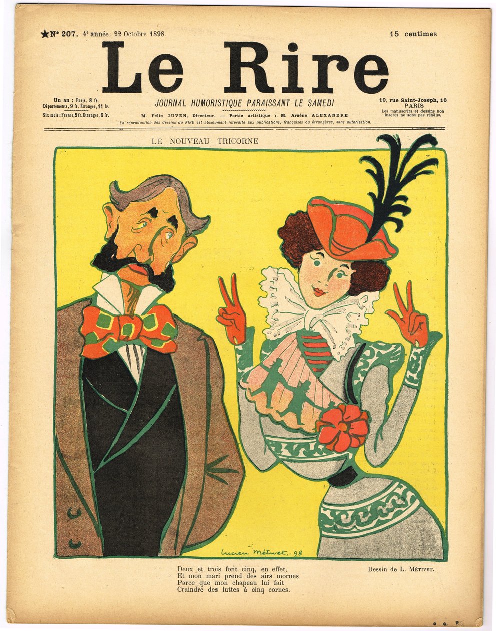 “Le Rire”的封面，色彩讽刺 作者 露西安·梅蒂（Lucien Metivet）