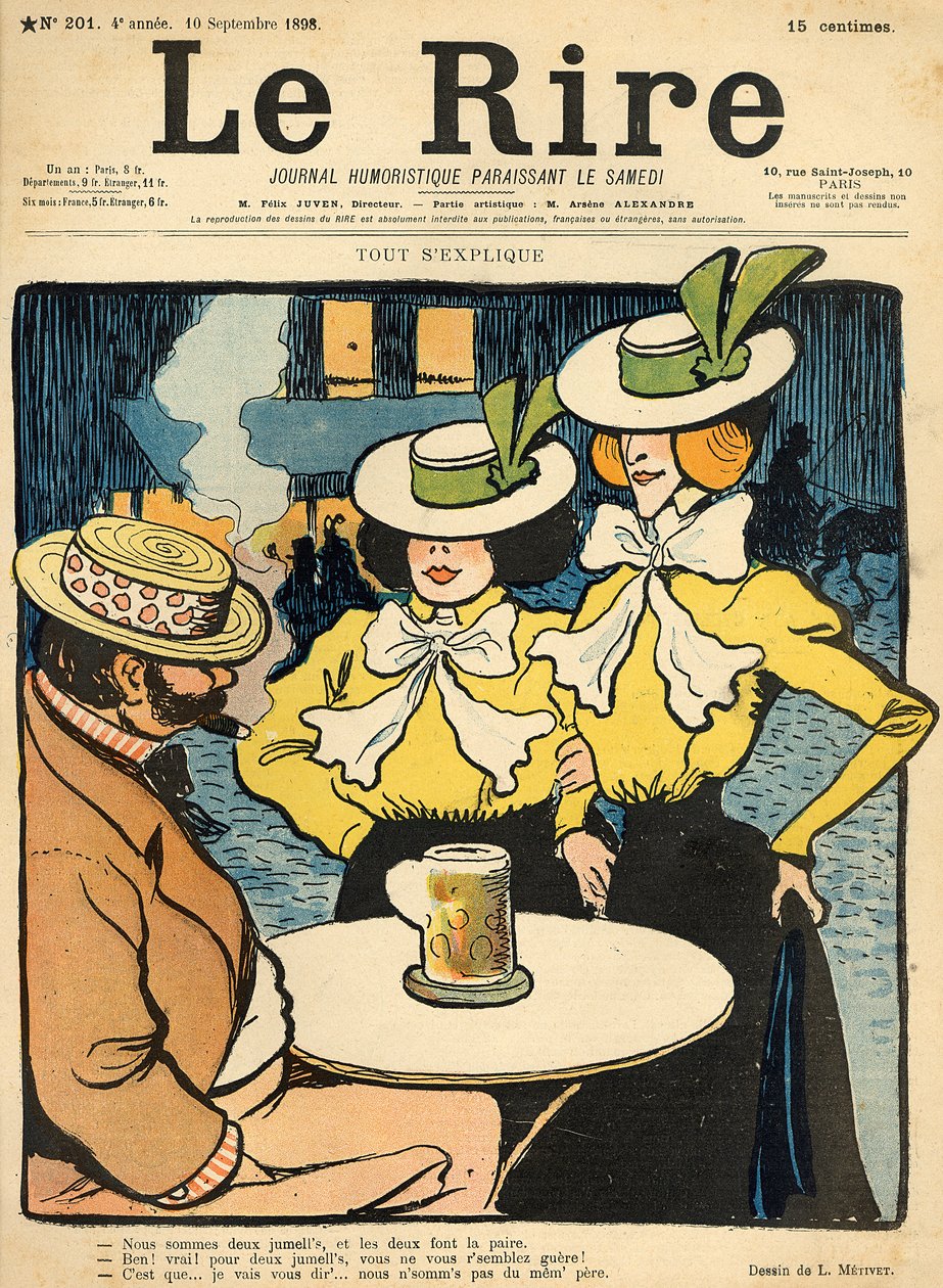 半姐妹，来自&39;Le Rire&39;的封面，1898年9月10日 作者 露西安·梅蒂（Lucien Metivet）
