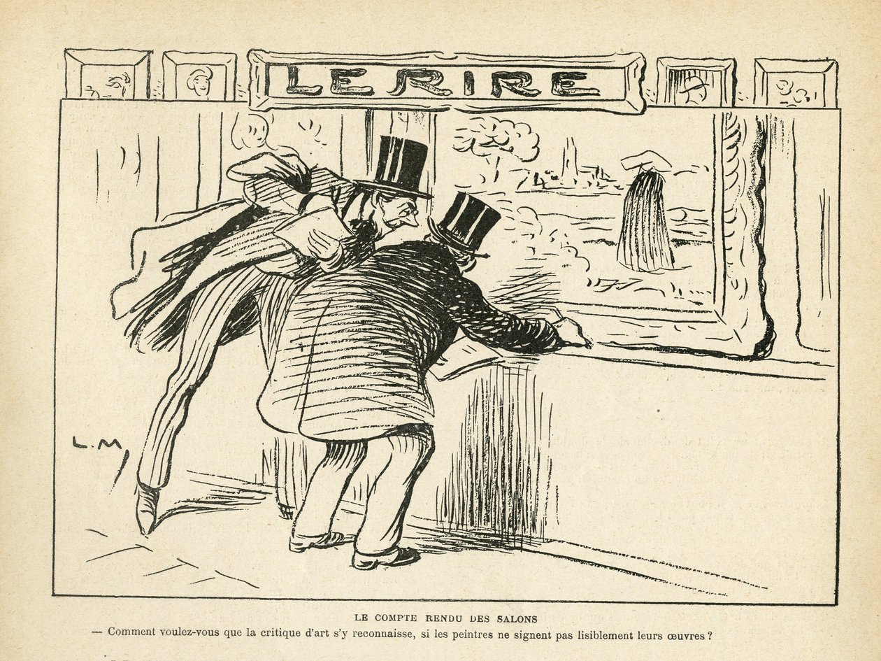 Illustration in Le Rire, 20/04/12 - The review of exhibitions - Art, Painting exhibitions, Cartoon exhibitions - Art reviews (engraving) 作者 露西安·梅蒂（Lucien Metivet）