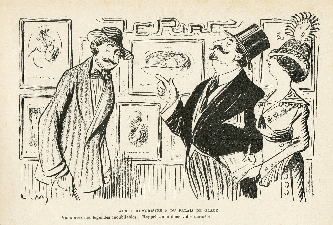 在Le Rire, no 481, 27/04/12中的插图 - 在Palais des glaces的 "Humorists" - Salon des independants Humoristes（雕刻）。 作者 露西安·梅蒂（Lucien Metivet）