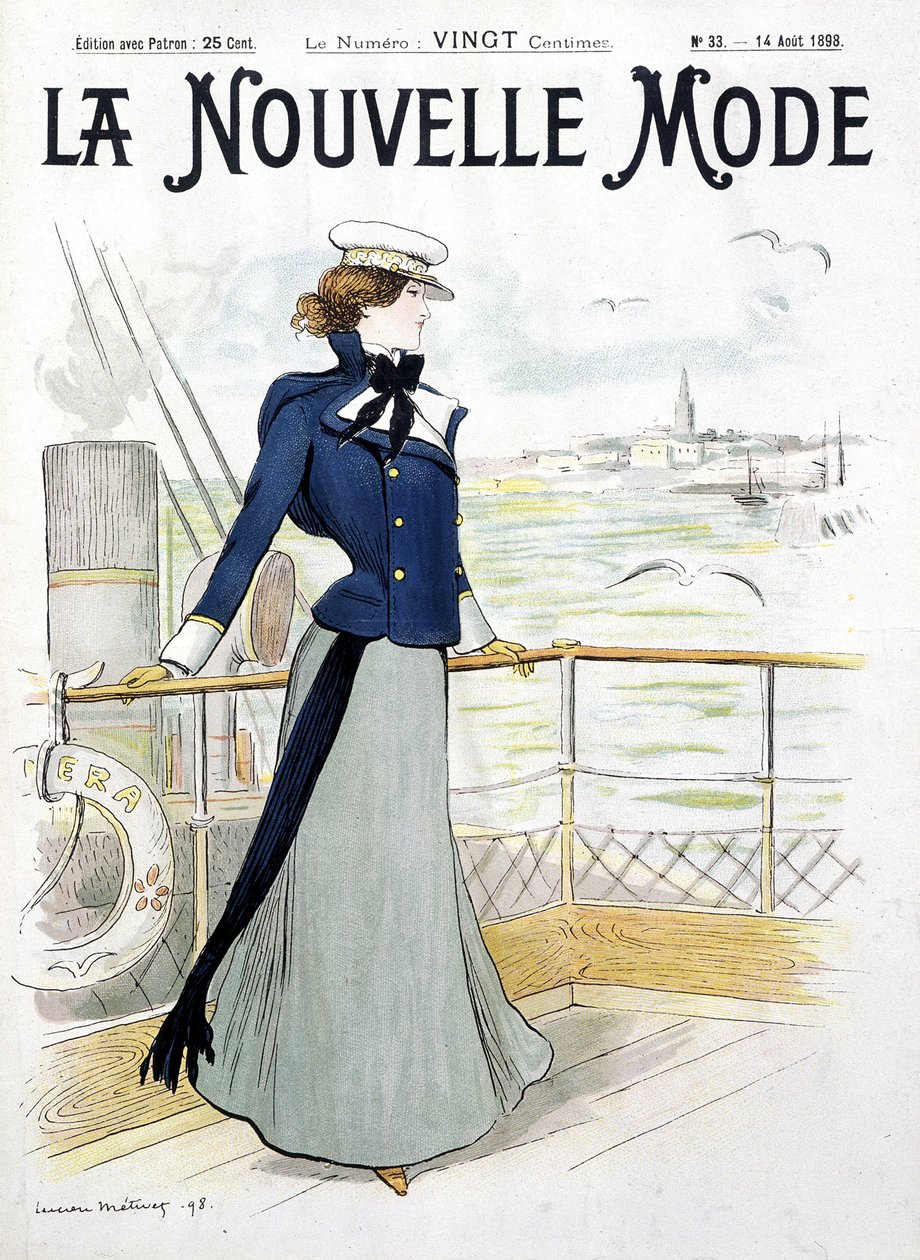 航海：船甲板上的女人——L. Metivet 画的“La Nouvelle Mode” 作者 露西安·梅蒂（Lucien Metivet）