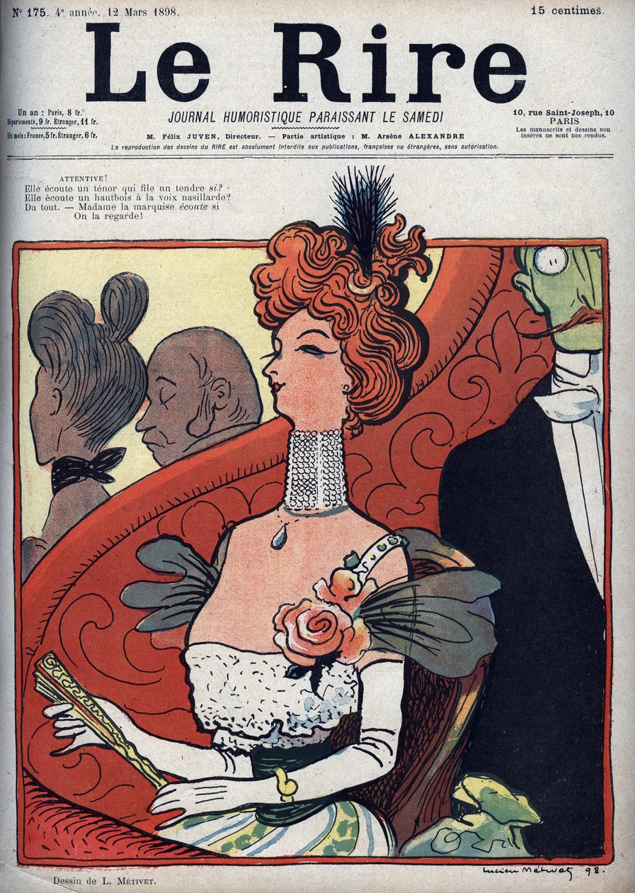 剧院里的女人--1898年3月12日的笑声（雕版画 作者 露西安·梅蒂（Lucien Metivet）