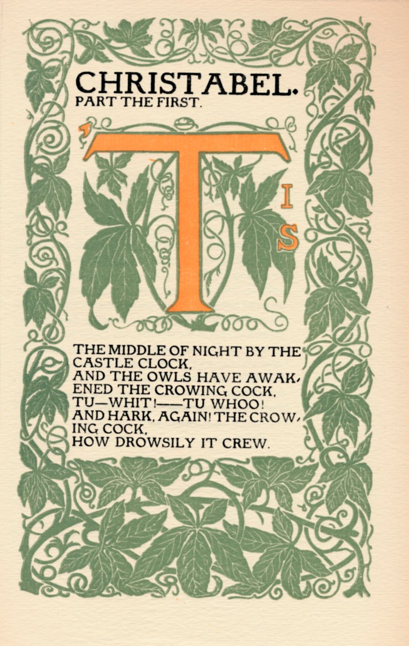 Eragny Press：Coleridges Christabel的开篇，1895-1914年 作者 露西恩·皮萨罗（Lucien Pissaro）