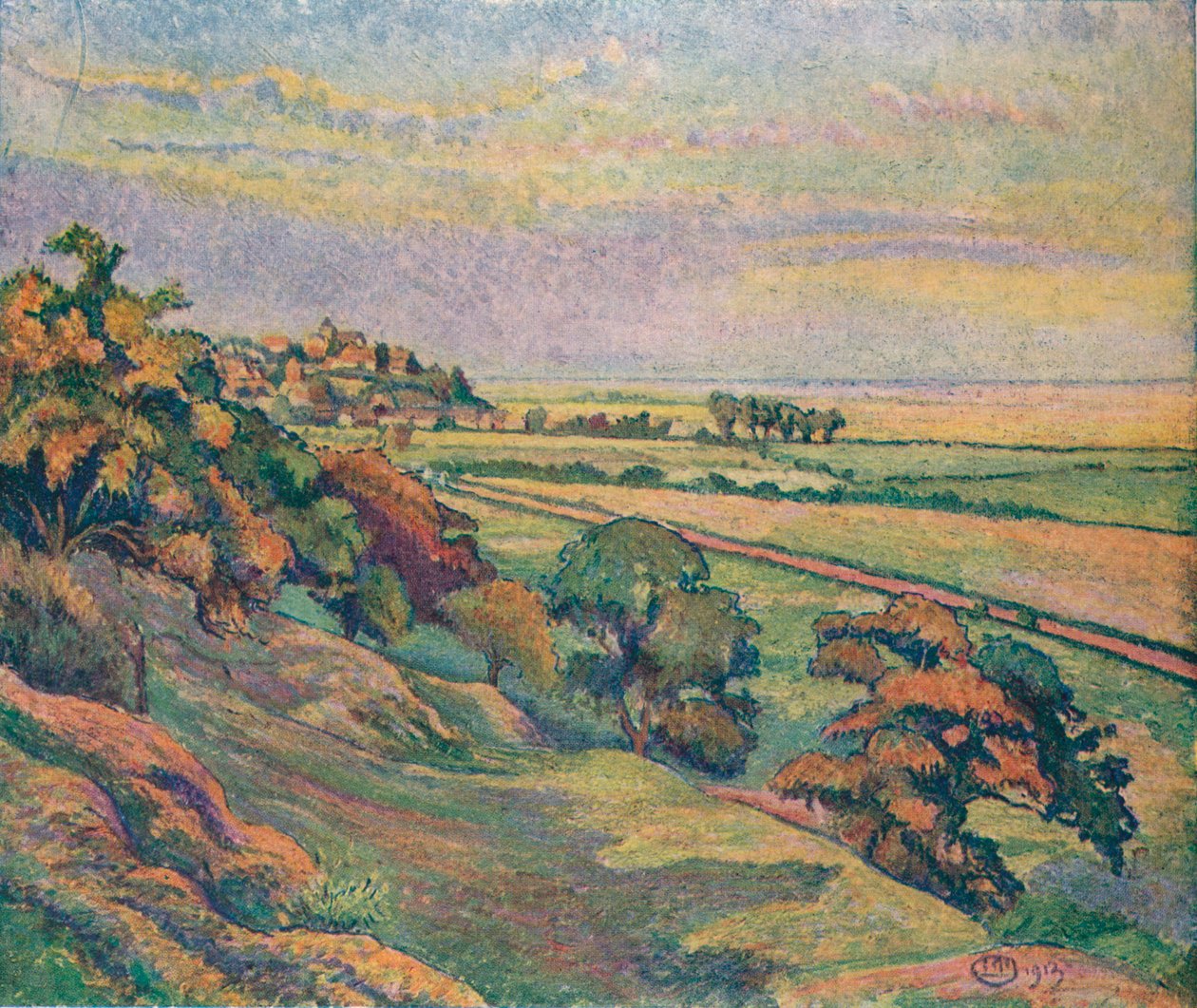 来自卡德伯勒的黑麦，日落，1913年 作者 露西恩·皮萨罗（Lucien Pissaro）
