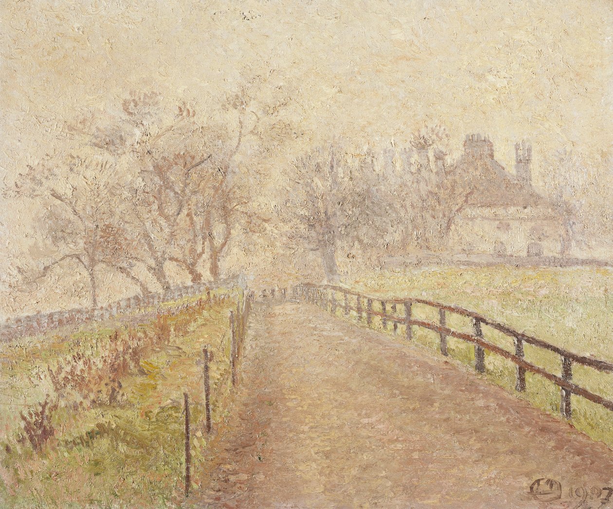 有雾的早晨，莫特莱克 作者 卢西安·皮萨罗（Lucien Pissarro）