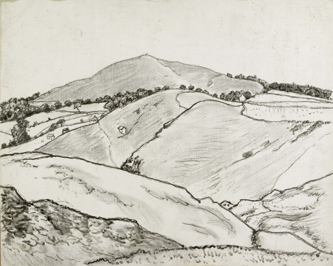 Cefn Bryn，1933年（黑色粉笔和帆布上的油洗） 作者 卢西安·皮萨罗（Lucien Pissarro）