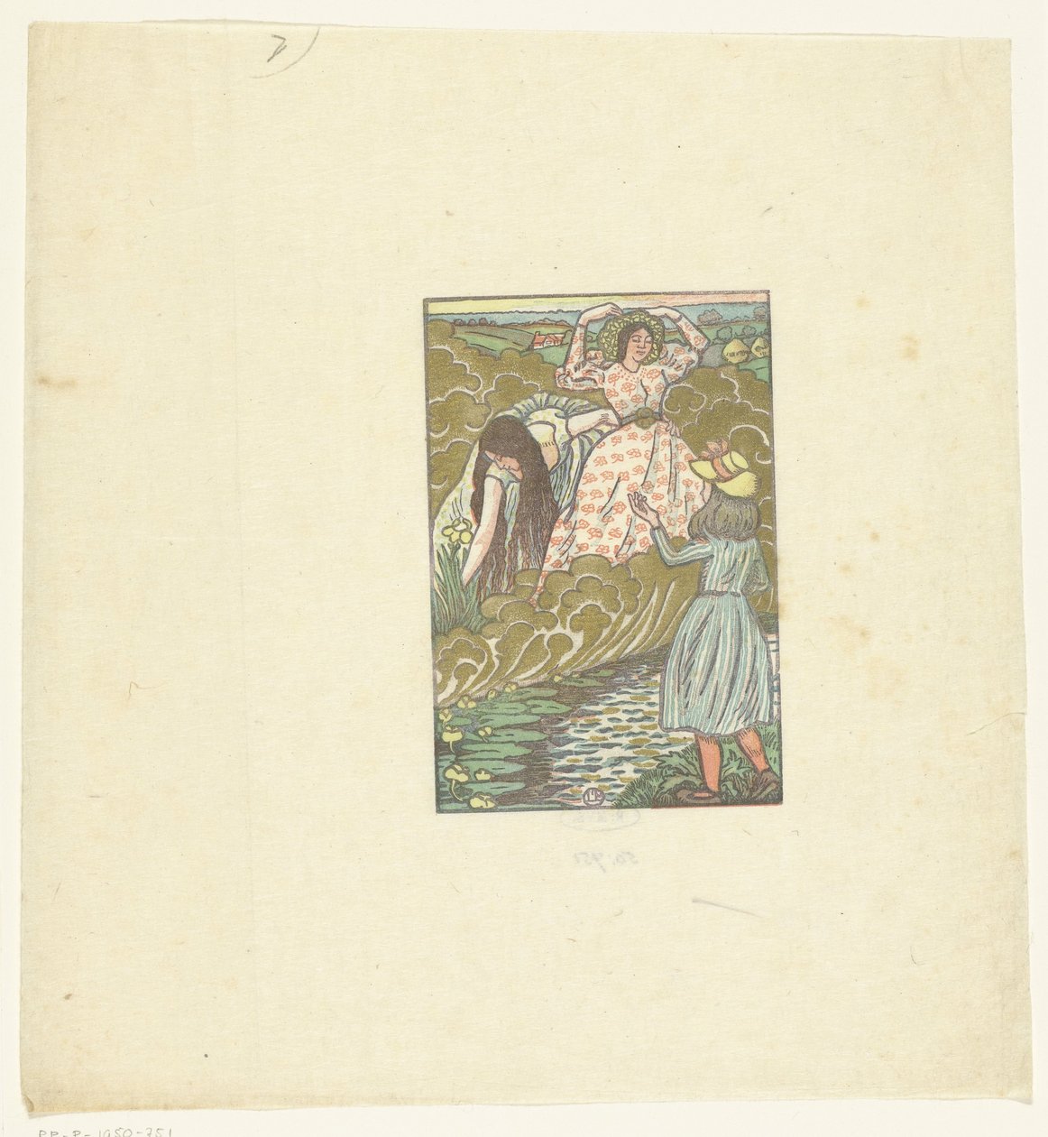 溪边的一个女孩和两个女人
鱼女王 作者 卢西安·皮萨罗（Lucien Pissarro）