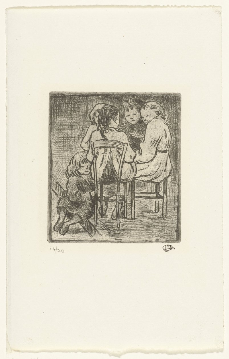 五个坐着的女孩 作者 卢西安·皮萨罗（Lucien Pissarro）