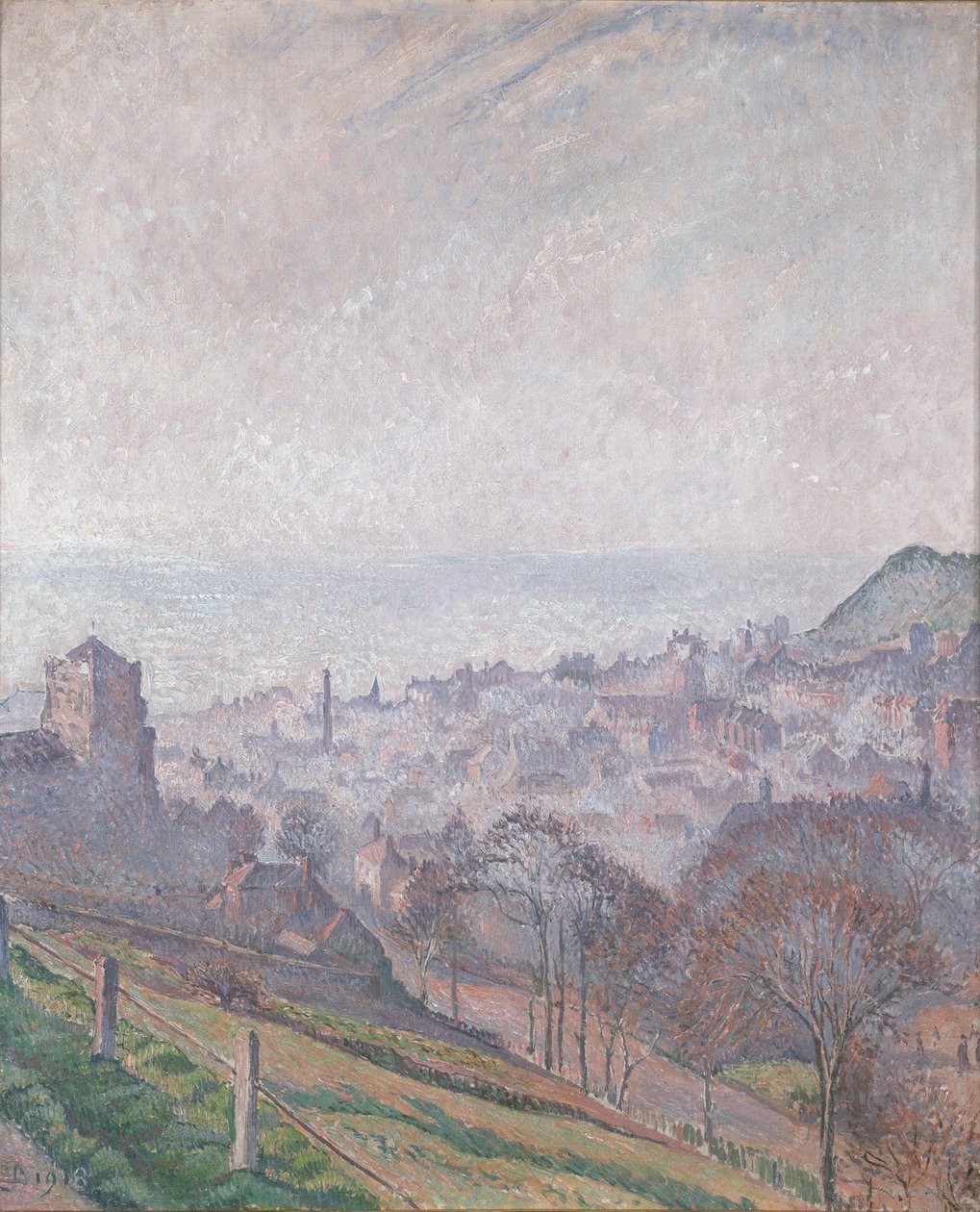 黑斯廷斯。雾气、阳光和烟雾，1918年 作者 卢西安·皮萨罗（Lucien Pissarro）