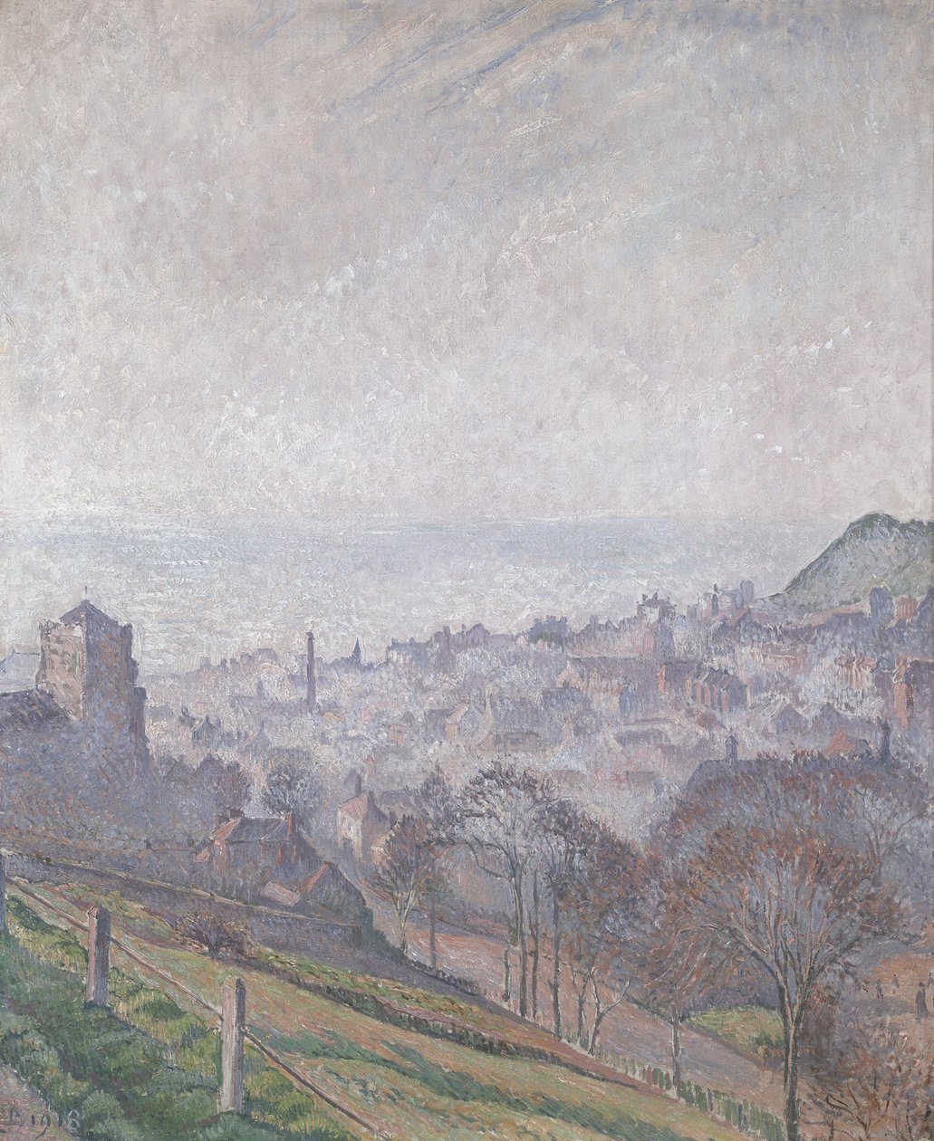 黑斯廷斯：雾，太阳和烟雾，1918年 作者 卢西安·皮萨罗（Lucien Pissarro）