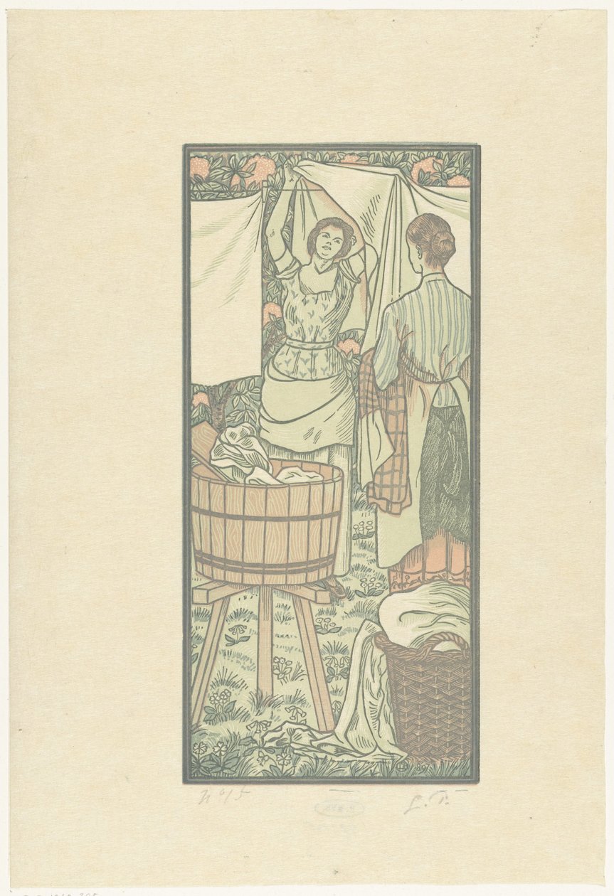 晾晒衣物 作者 卢西安·皮萨罗（Lucien Pissarro）